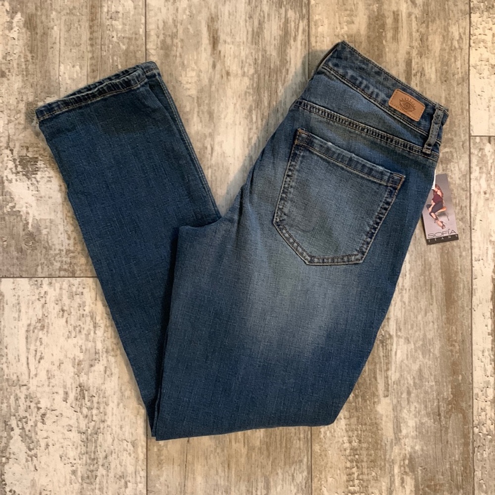 Sofia jeans by Sofia Vergara mid rise Bagi boyfriend distressed jeans